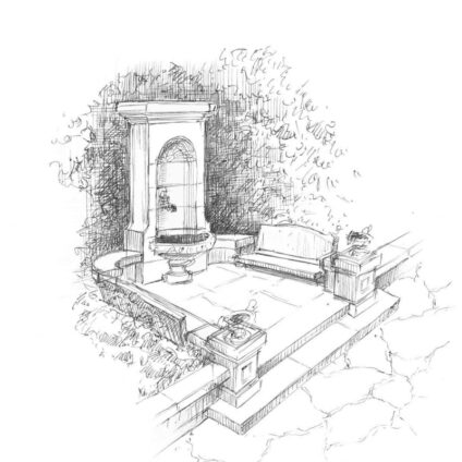 Architecture Décoration aménagement intérieur Hôtel Mont Gascon Croquis Fontaine