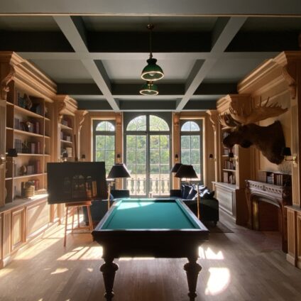 Architecture Décoration aménagement intérieur Château Saint Léger Bibliothèque et billard Agence Ducellier Devienne Paris