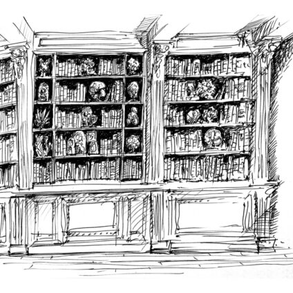 Architecture Décoration aménagement intérieur Château Saint Léger Croquis bibliothèque Agence Ducellier Devienne Paris