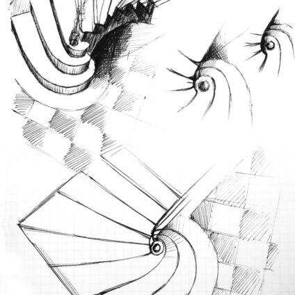 Architecture Décoration aménagement intérieur Château Saint Léger Croquis escalier fer forgé Agence Ducellier Devienne Paris